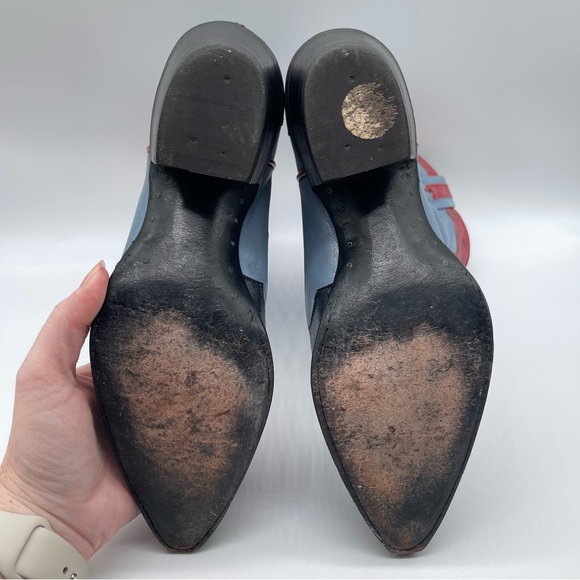 RELISTED Larry Mahan Prickly Pear Cactus Western Cowgirl Boots Blue Red Rodeo 7 - Picture 13 of 16